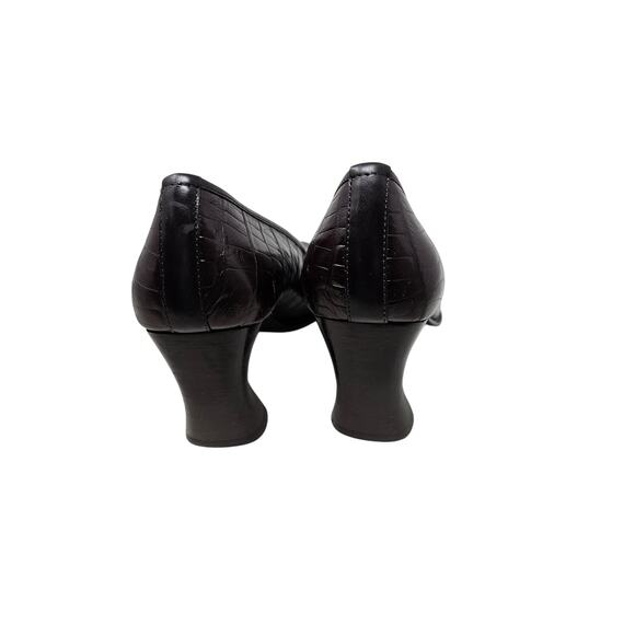 Vintage y2K Anne Klein 8 Brown Croc Embossed Leather Square Toe Pump Classic - Picture 5 of 7